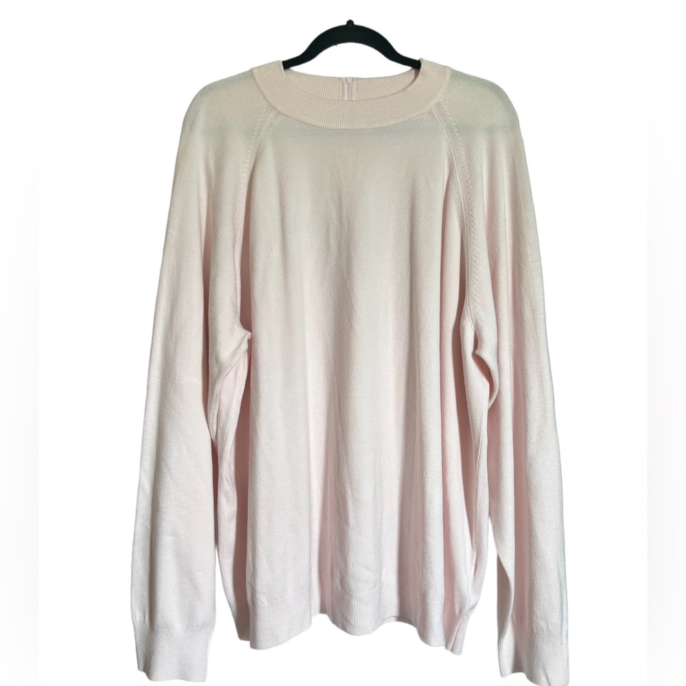 HAMPSHIRE STUDIO • Light pink  crewneck sweater top w/half zipper. Size 3X